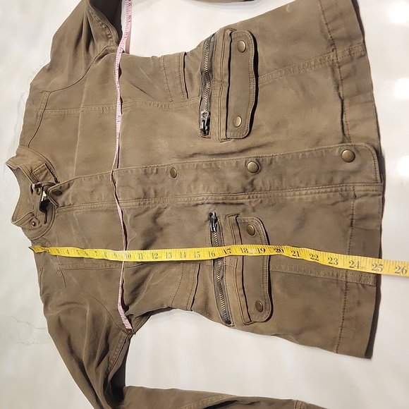 Lucky Brand Hunter Green Denim-like Blazer Small Military Jacket GUC - Picture 9 of 13